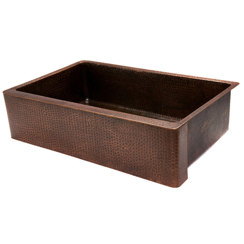 Main Image of Premier Copper Products 35" Copper Farmhouse Sink, Oil Rubbed Bronze, KASDB35229