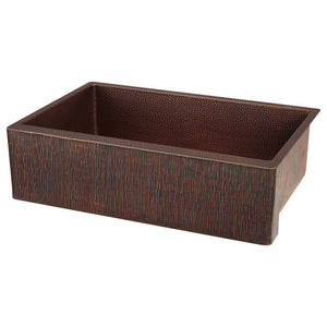 Alternate Image for Premier Copper Products 33" Hammered Copper Farmhouse Sink, Oil Rubbed Bronze, 14 Gauge, KASDBRH33229TR