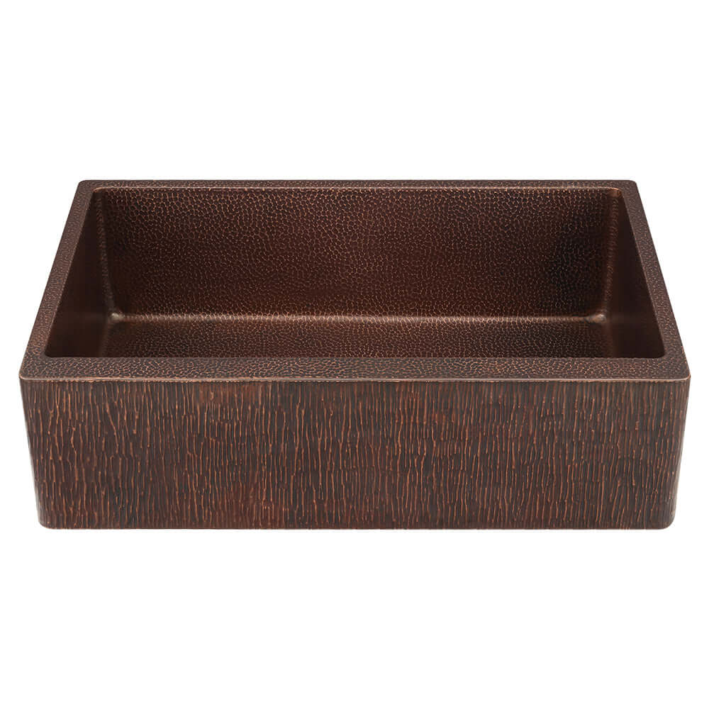 Premier Copper Products 33" Hammered Copper Farmhouse Sink, Oil Rubbed Bronze, 14 Gauge, KASDBRH33229TR
