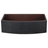 Premier Copper Products 33" Hammered Copper Farmhouse Sink, Glazed Black, 14 Gauge, KASRBLK33249