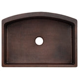 Premier Copper Products 33" Hammered Copper Farmhouse Sink, Glazed Black, 14 Gauge, KASRBLK33249