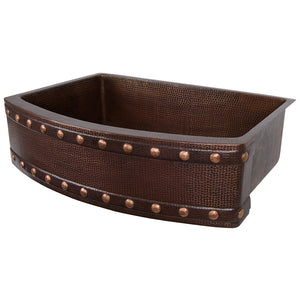 Alternate Image for Premier Copper Products 30" Copper Farmhouse Sink, Oil Rubbed Bronze, KASRDB30249BS