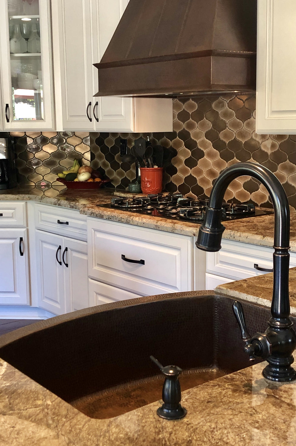 Installation Image of Premier Copper Products 30" Copper Farmhouse Sink, Oil Rubbed Bronze, KASRDB30249
