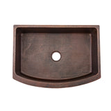 Premier Copper Products 33" Hammered Copper Kitchen Rounded Apron Single Basin Farmhouse Sink with Matching Drain and Accessories, Oil Rubbed Bronze, KSP3_KASRDB33249