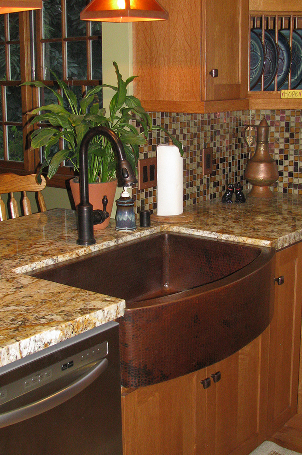 Installation Image of Premier Copper Products 33" Copper Farmhouse Sink, Oil Rubbed Bronze, KASRDB33249