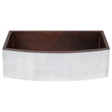 Premier Copper Products 33" Hammered Copper Farmhouse Sink, Glazed White, 14 Gauge, KASRWHT33249