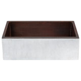 Premier Copper Products 30" Hammered Copper Farmhouse Sink, Glazed White, 14 Gauge, KASWHT30229