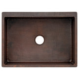 Premier Copper Products 30" Hammered Copper Farmhouse Sink, Glazed White, 14 Gauge, KASWHT30229