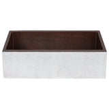 Premier Copper Products 33" Hammered Copper Farmhouse Sink, Glazed White, 14 Gauge, KASWHT33229