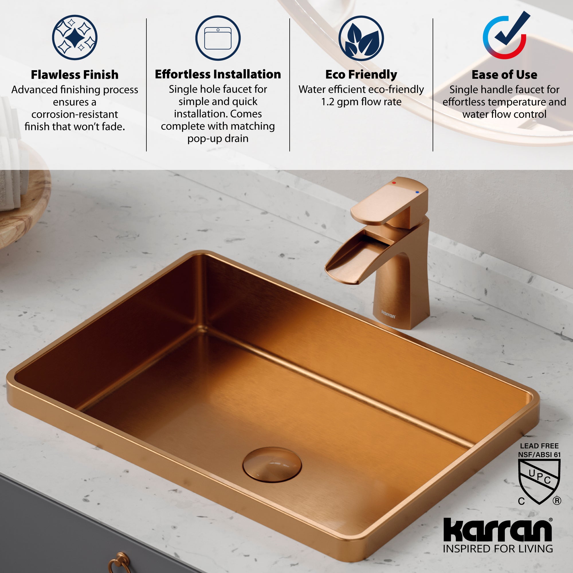 Karran Kassel 1.2 GPM Single Lever Handle Lead-free Brass ADA Bathroom