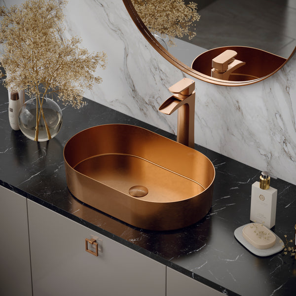 Karran Kassel 1.2 GPM Single Lever Handle Lead-free Brass ADA Bathroom Faucet, Vessel, Brushed Copper, KBF442BC