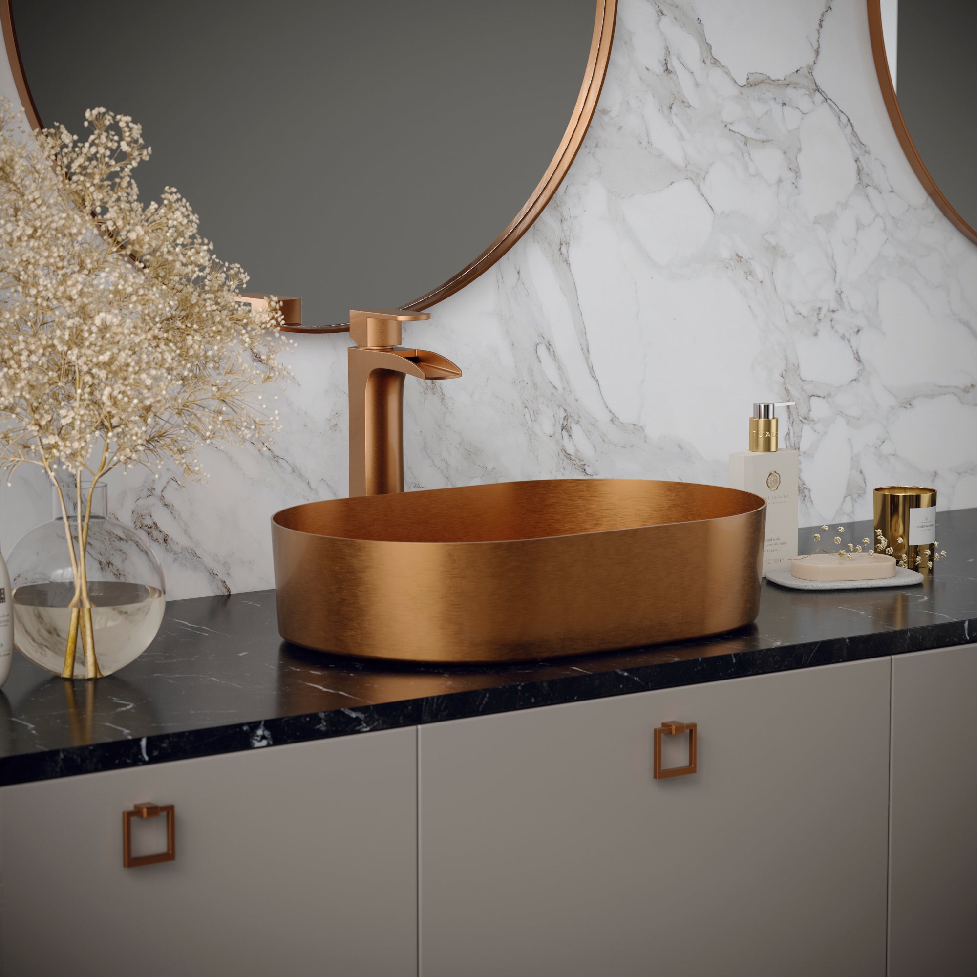 Karran Kassel 1.2 GPM Single Lever Handle Lead-free Brass ADA Bathroom Faucet, Vessel, Brushed Copper, KBF442BC