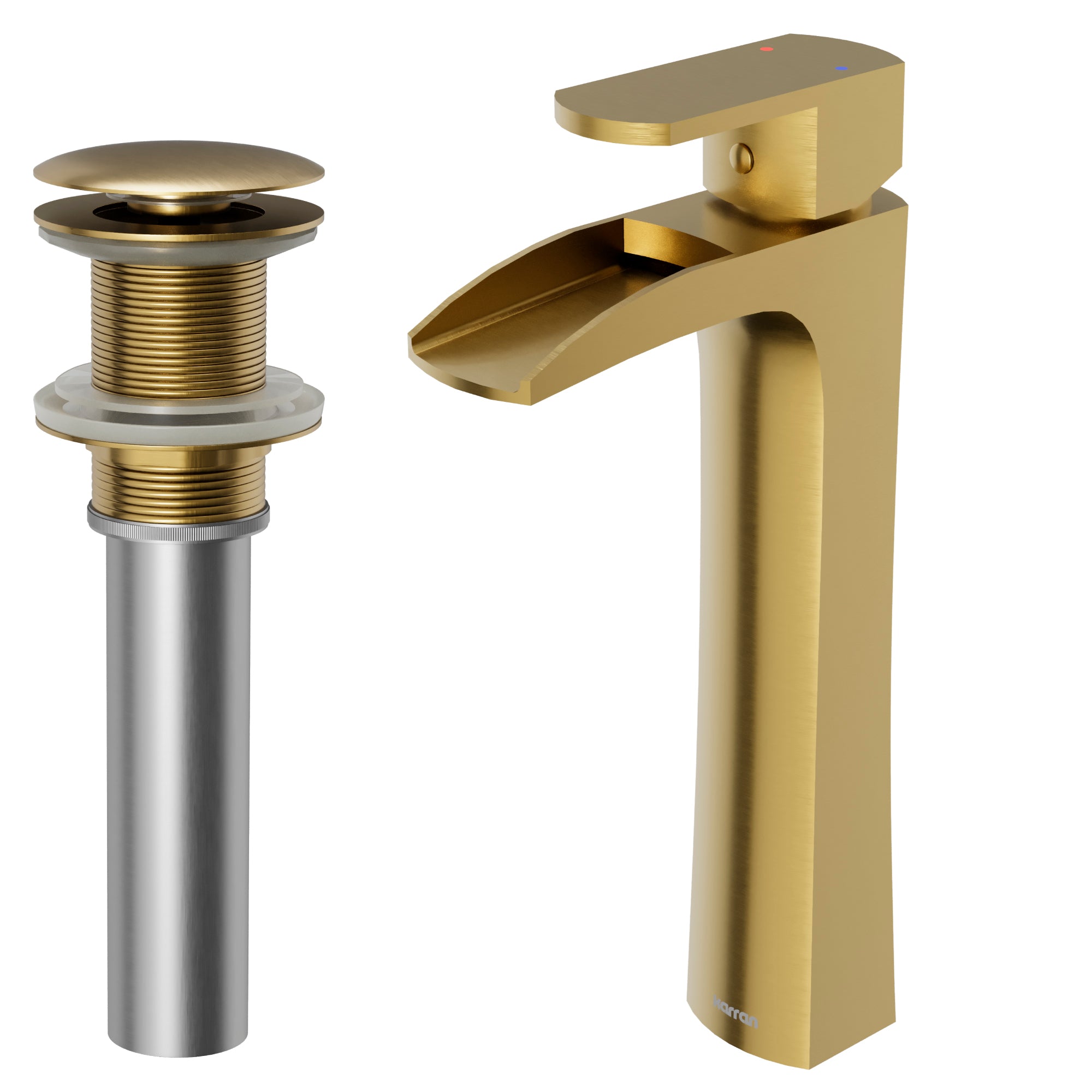 Karran Kassel 1.2 GPM Single Lever Handle Lead-free Brass ADA Bathroom Faucet, Vessel, Brushed Gold, KBF442BG