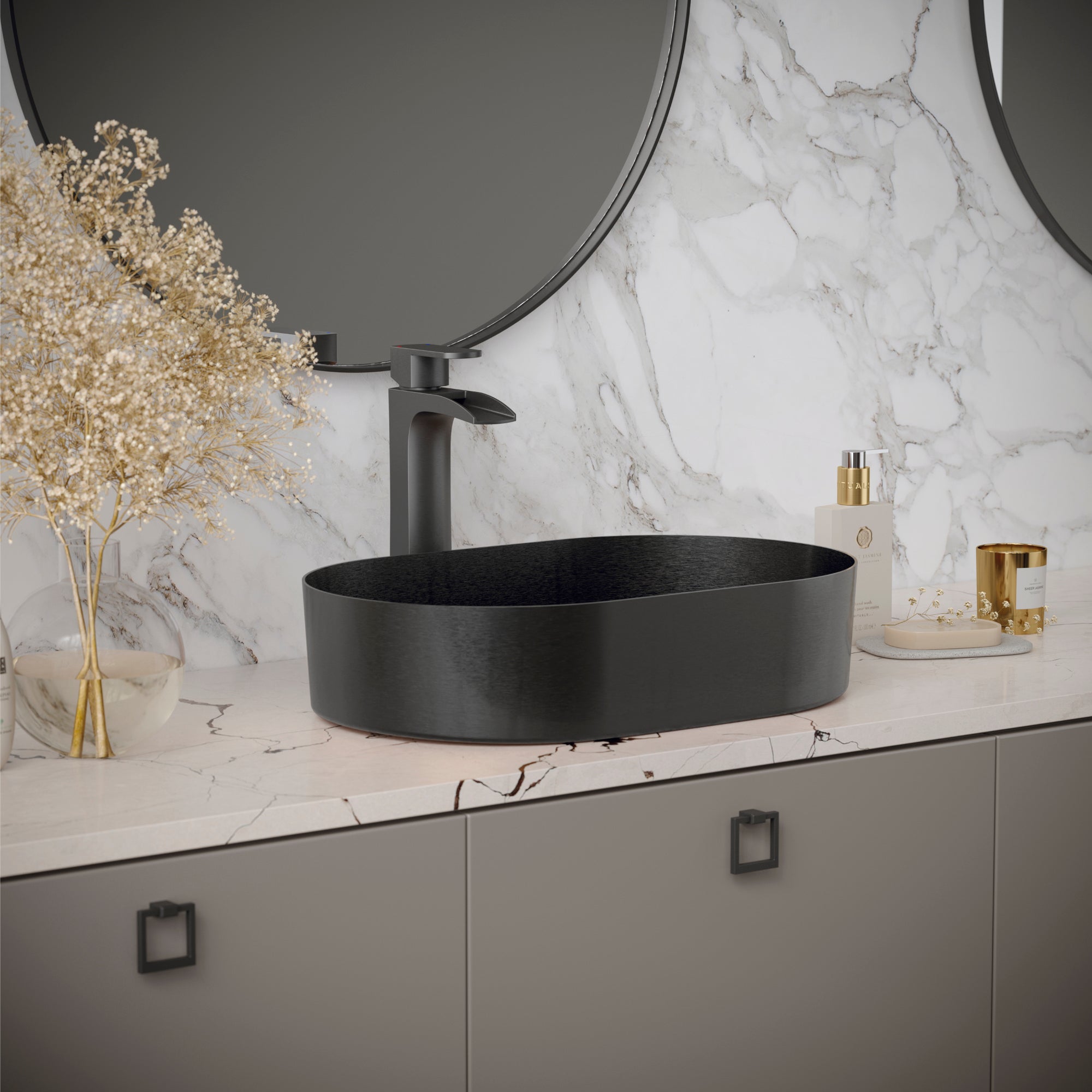 Karran Kassel 1.2 GPM Single Lever Handle Lead-free Brass ADA Bathroom Faucet, Vessel, Gunmetal Grey, KBF442GG