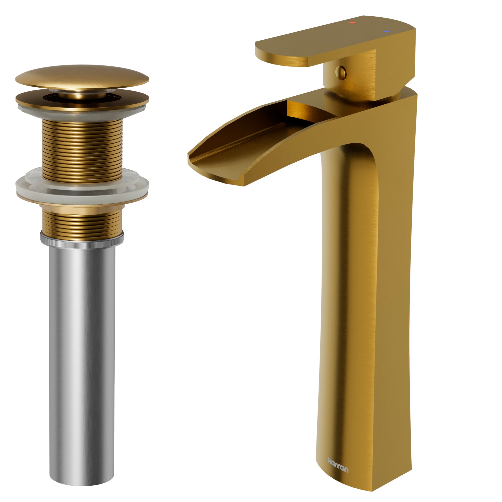 Karran Kassel 1.2 GPM Single Lever Handle Lead-free Brass ADA Bathroom Faucet, Vessel, Gold, KBF442G