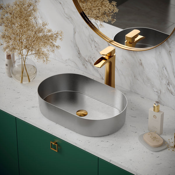 Karran Kassel 1.2 GPM Single Lever Handle Lead-free Brass ADA Bathroom Faucet, Vessel, Gold, KBF442G