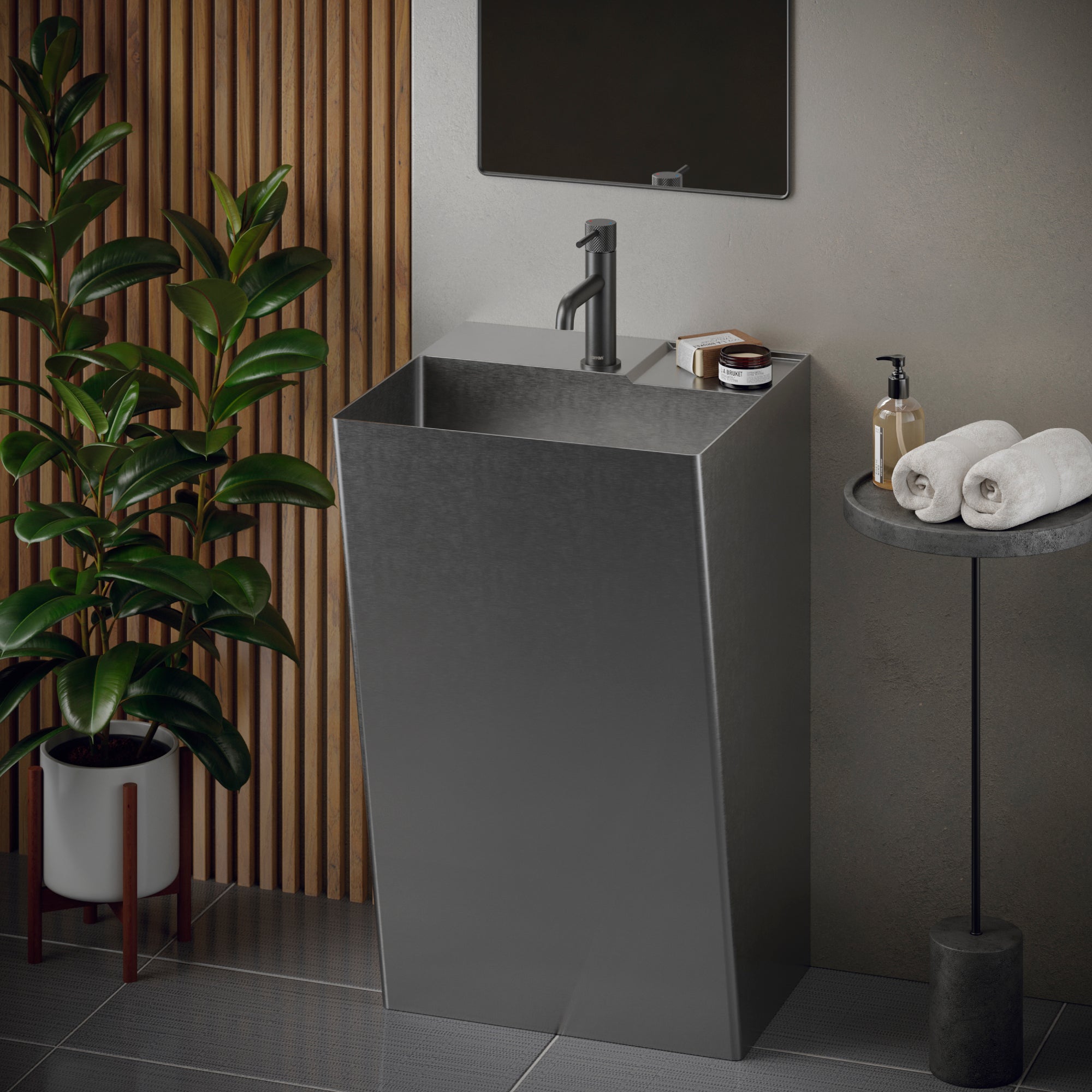 Karran Tryst 1.2 GPM Single Lever Handle Lead-free Brass ADA Bathroom Faucet, Basin, Gunmetal Grey, KBF460GG