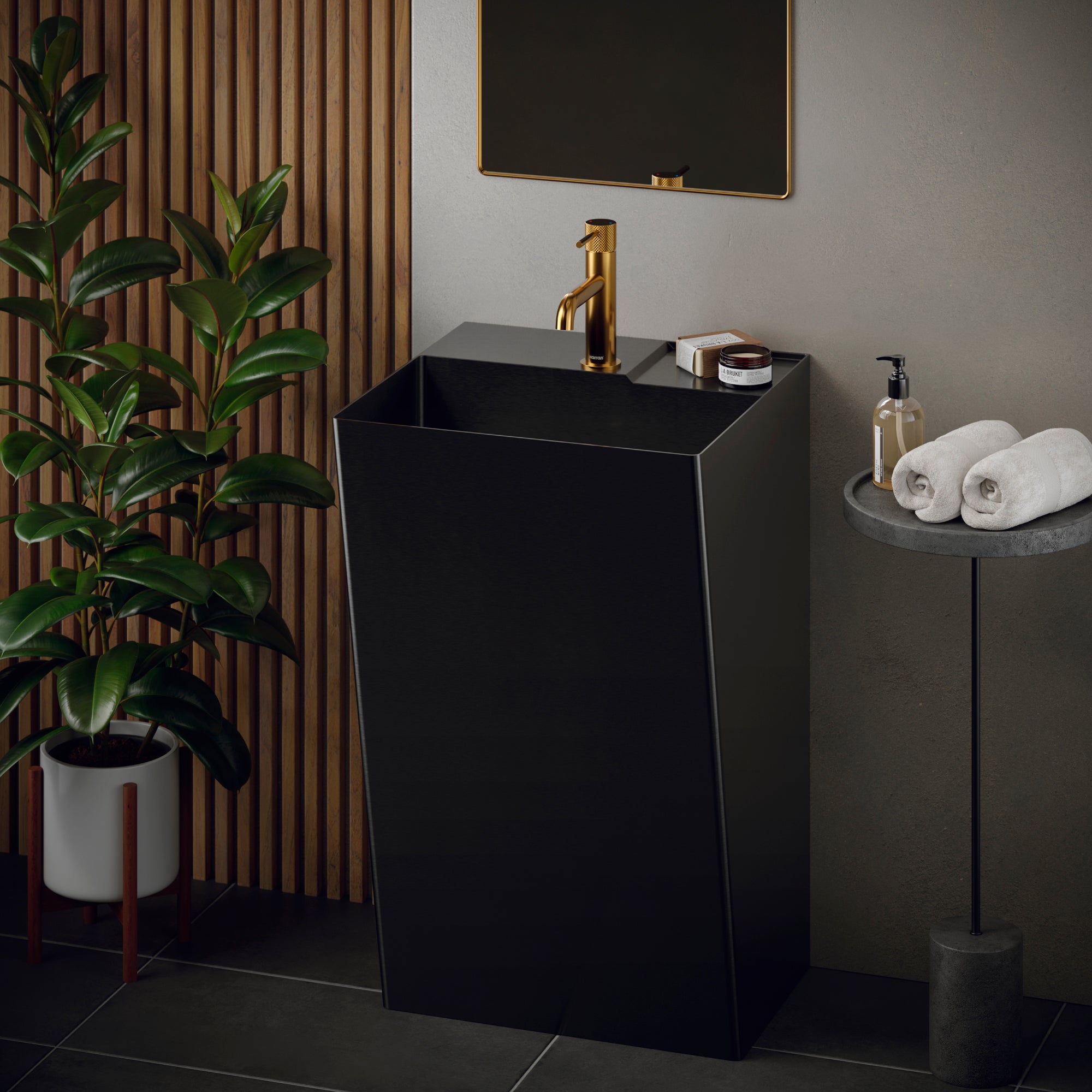 Karran Tryst 1.2 GPM Single Lever Handle Lead-free Brass ADA Bathroom Faucet, Basin, Gold, KBF460G