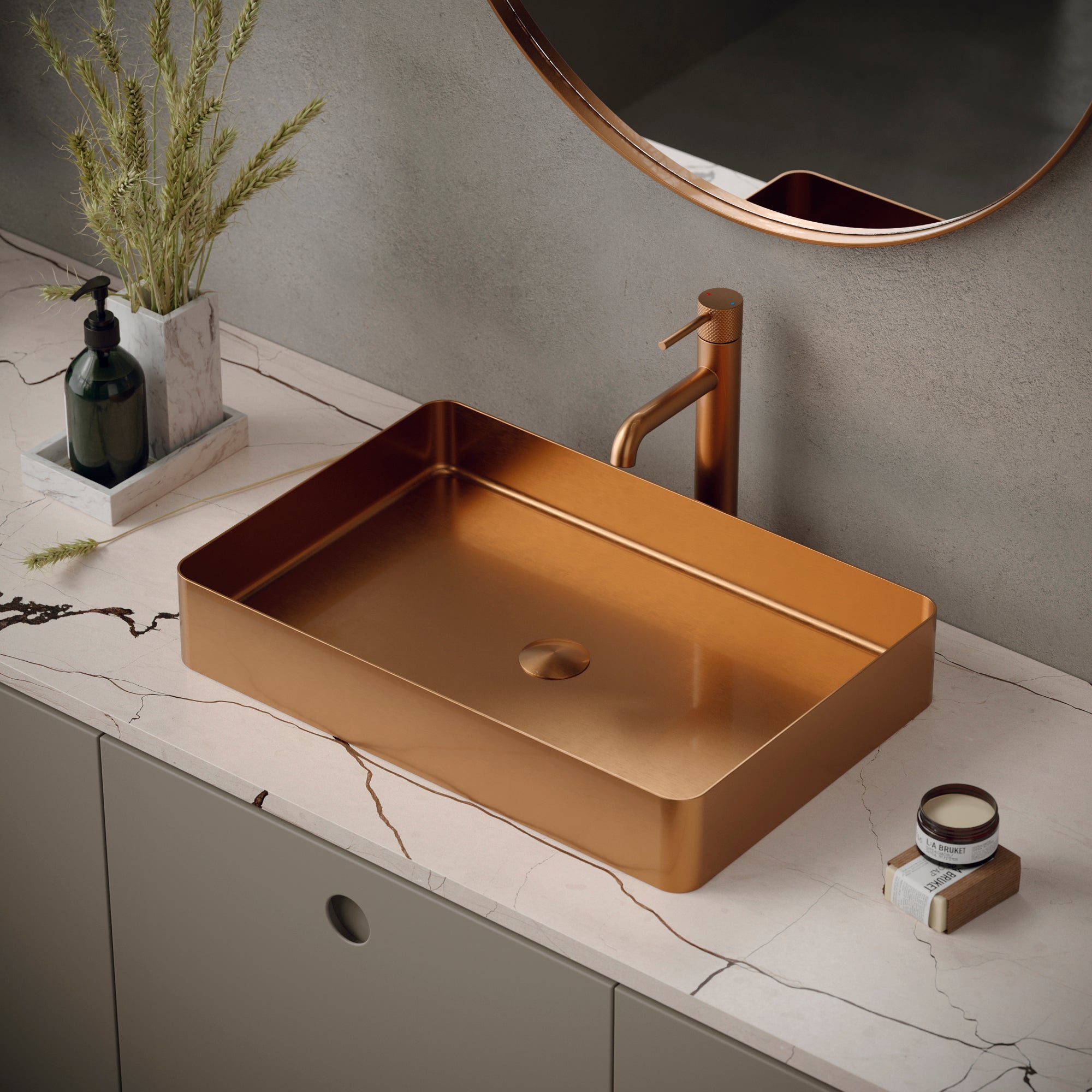 Karran Tryst 1.2 GPM Single Lever Handle Lead-free Brass ADA Bathroom Faucet, Vessel, Brushed Copper, KBF462BC