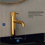 Karran Tryst 1.2 GPM Single Lever Handle Lead-free Brass ADA Bathroom Faucet, Vessel, Gold, KBF462G