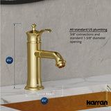 Karran Vineyard 1.2 GPM Single Lever Handle Lead-free Brass ADA Bathroom Faucet, Basin, Brushed Gold, KBF470BG