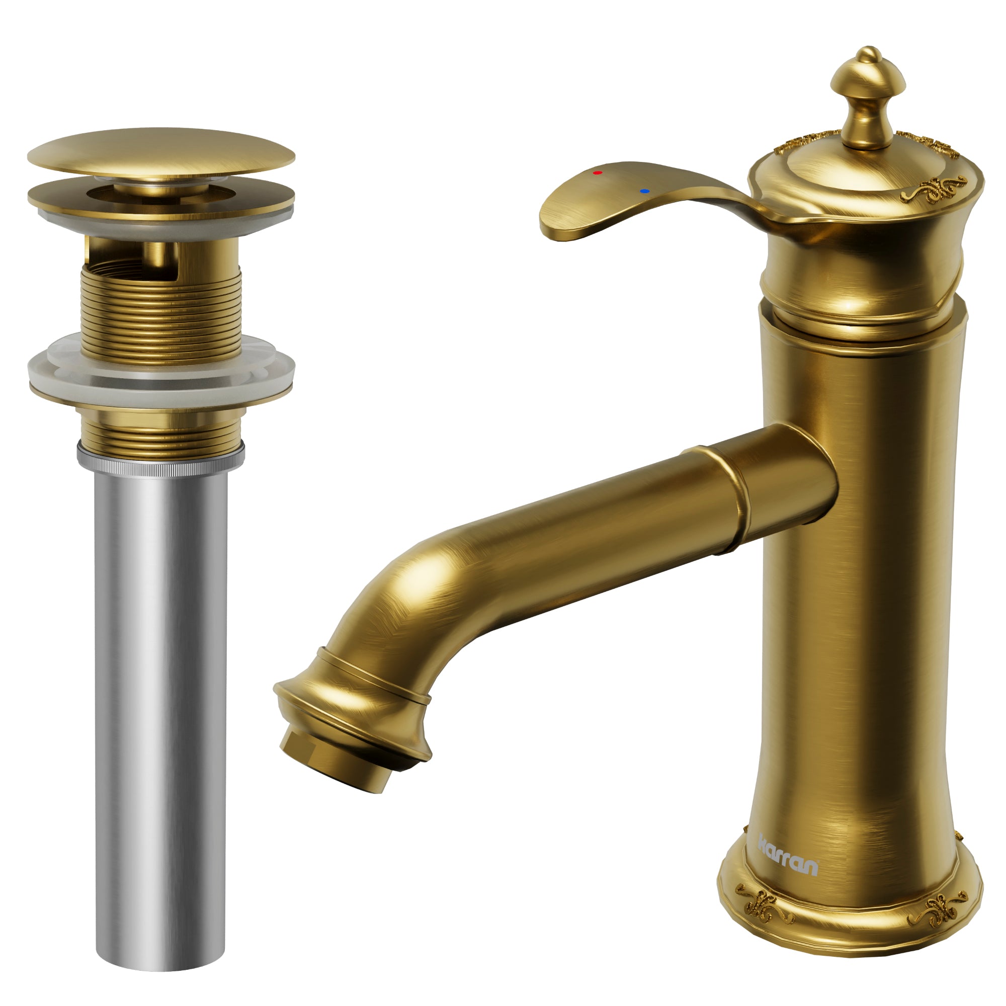 Karran Vineyard 1.2 GPM Single Lever Handle Lead-free Brass ADA Bathroom Faucet, Basin, Gold, KBF470G