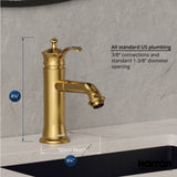 Karran Vineyard 1.2 GPM Single Lever Handle Lead-free Brass ADA Bathroom Faucet, Basin, Gold, KBF470G
