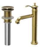 Karran Vineyard 1.2 GPM Single Lever Handle Lead-free Brass ADA Bathroom Faucet, Vessel, Brushed Gold, KBF472BG