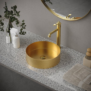 Alternate Image for Karran Vineyard 1.2 GPM Single Lever Handle Lead-free Brass ADA Bathroom Faucet, Vessel, Brushed Gold, KBF472BG