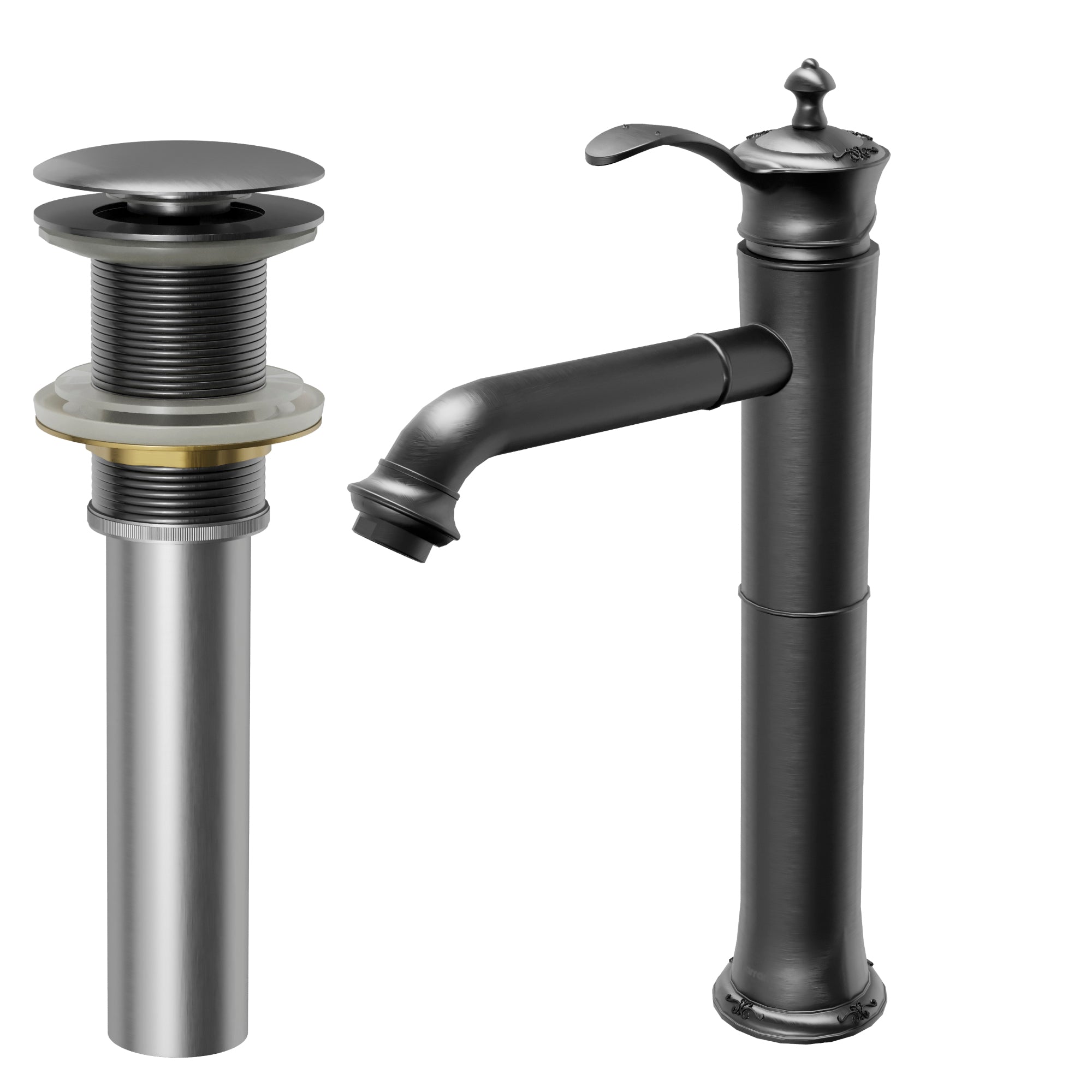 Karran Vineyard 1.2 GPM Single Lever Handle Lead-free Brass ADA Bathroom Faucet, Vessel, Gunmetal Grey, KBF472GG