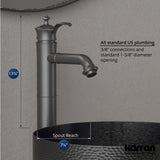 Karran Vineyard 1.2 GPM Single Lever Handle Lead-free Brass ADA Bathroom Faucet, Vessel, Gunmetal Grey, KBF472GG