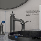 Karran Vineyard 1.2 GPM Double Lever Handle Lead-free Brass ADA Bathroom Faucet, Widespread, Gunmetal Grey, KBF474GG