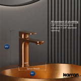 Karran Venda 1.2 GPM Single Lever Handle Lead-free Brass ADA Bathroom Faucet, Basin, Brushed Copper, KBF510BC