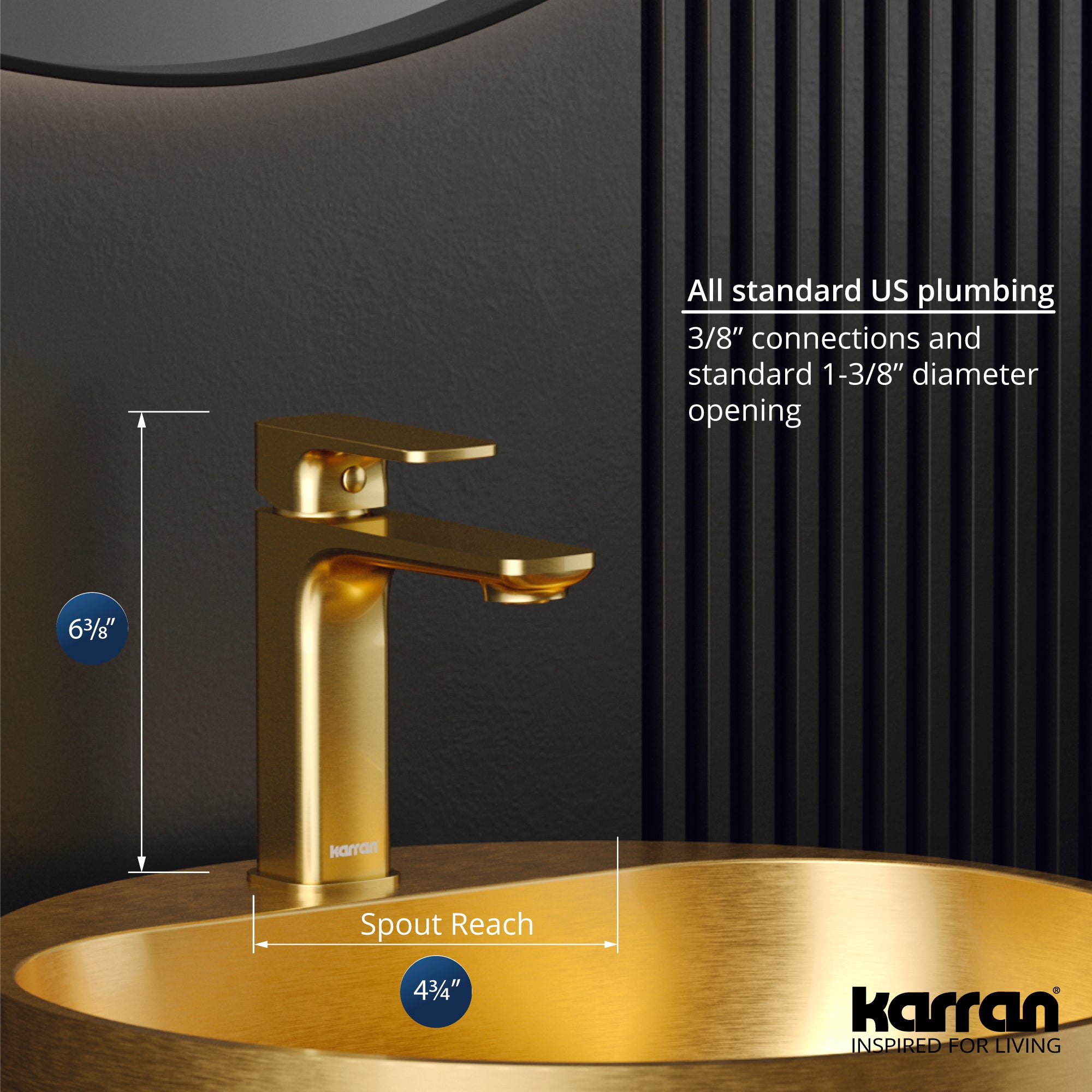 Karran Venda 1.2 GPM Single Lever Handle Lead-free Brass ADA Bathroom Faucet, Basin, Brushed Gold, KBF510BG