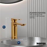 Karran Venda 1.2 GPM Single Lever Handle Lead-free Brass ADA Bathroom Faucet, Basin, Gold, KBF510G