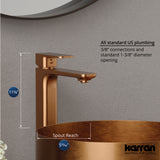 Karran Venda 1.2 GPM Single Lever Handle Lead-free Brass ADA Bathroom Faucet, Vessel, Brushed Copper, KBF512BC