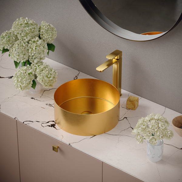 Karran Venda 1.2 GPM Single Lever Handle Lead-free Brass ADA Bathroom Faucet, Vessel, Brushed Gold, KBF512BG