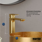 Karran Venda 1.2 GPM Single Lever Handle Lead-free Brass ADA Bathroom Faucet, Vessel, Brushed Gold, KBF512BG