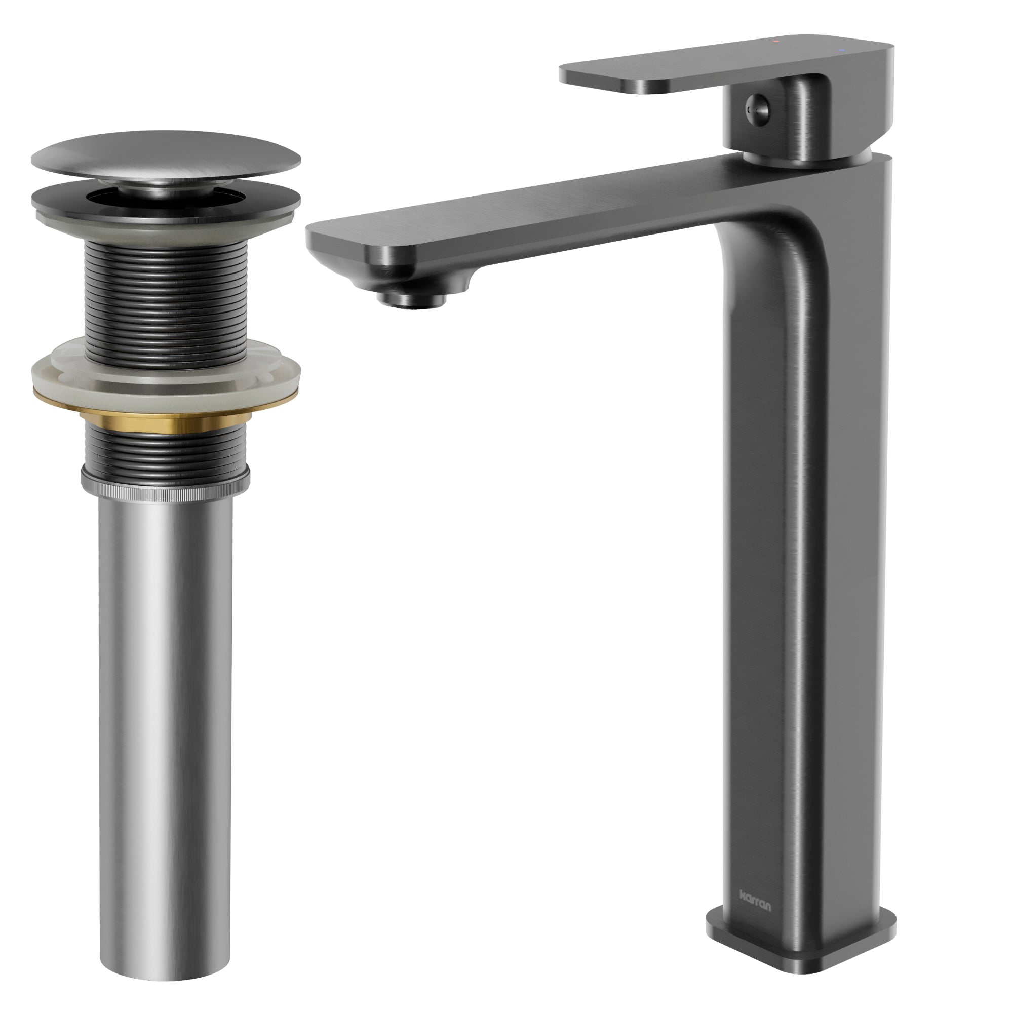 Karran Venda 1.2 GPM Single Lever Handle Lead-free Brass ADA Bathroom Faucet, Vessel, Gunmetal Grey, KBF512GG