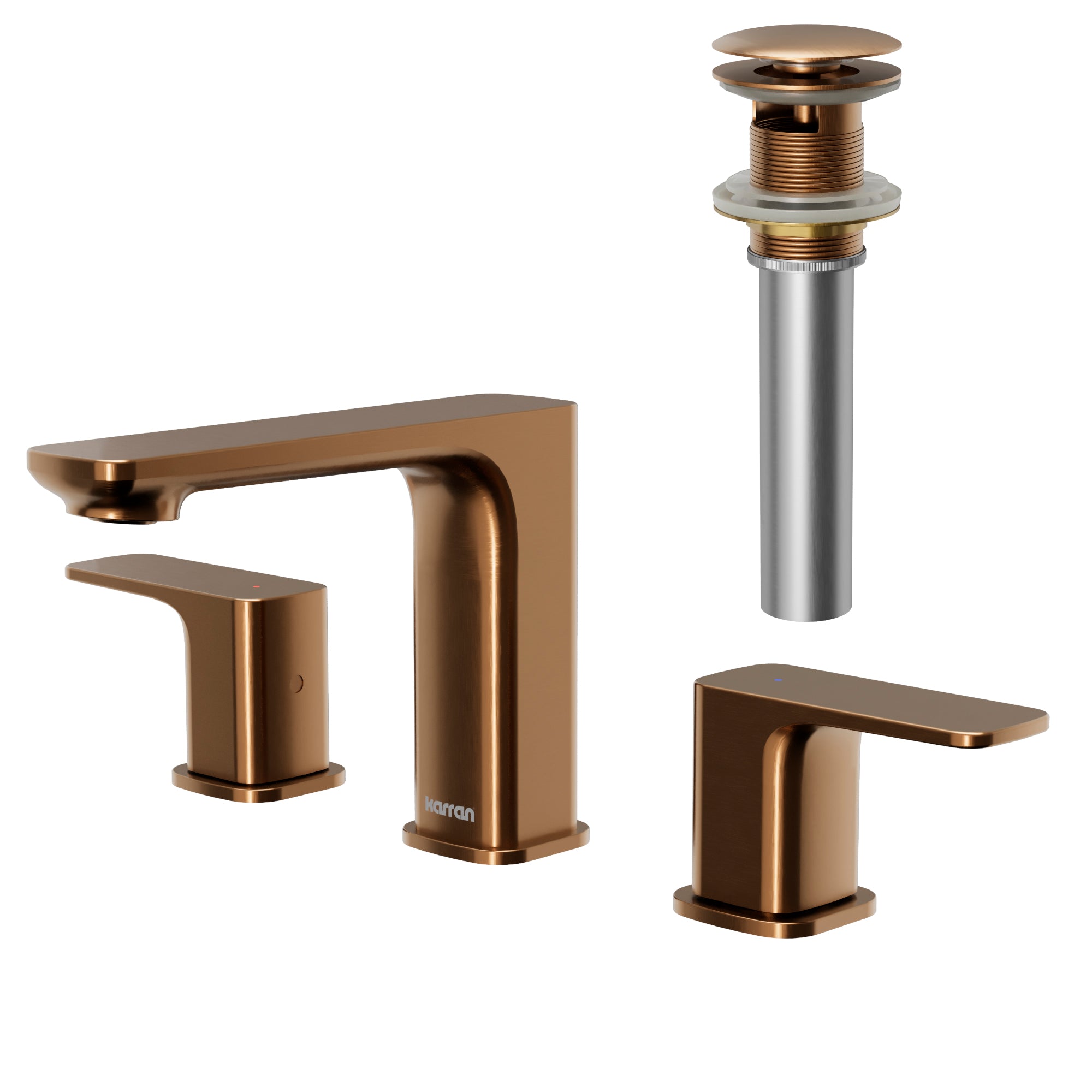 Karran Venda 1.2 GPM Double Lever Handle Lead-free Brass ADA Bathroom Faucet, Widespread, Brushed Copper, KBF514BC