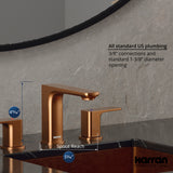 Karran Venda 1.2 GPM Double Lever Handle Lead-free Brass ADA Bathroom Faucet, Widespread, Brushed Copper, KBF514BC