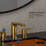 Karran Venda 1.2 GPM Double Lever Handle Lead-free Brass ADA Bathroom Faucet, Widespread, Brushed Gold, KBF514BG