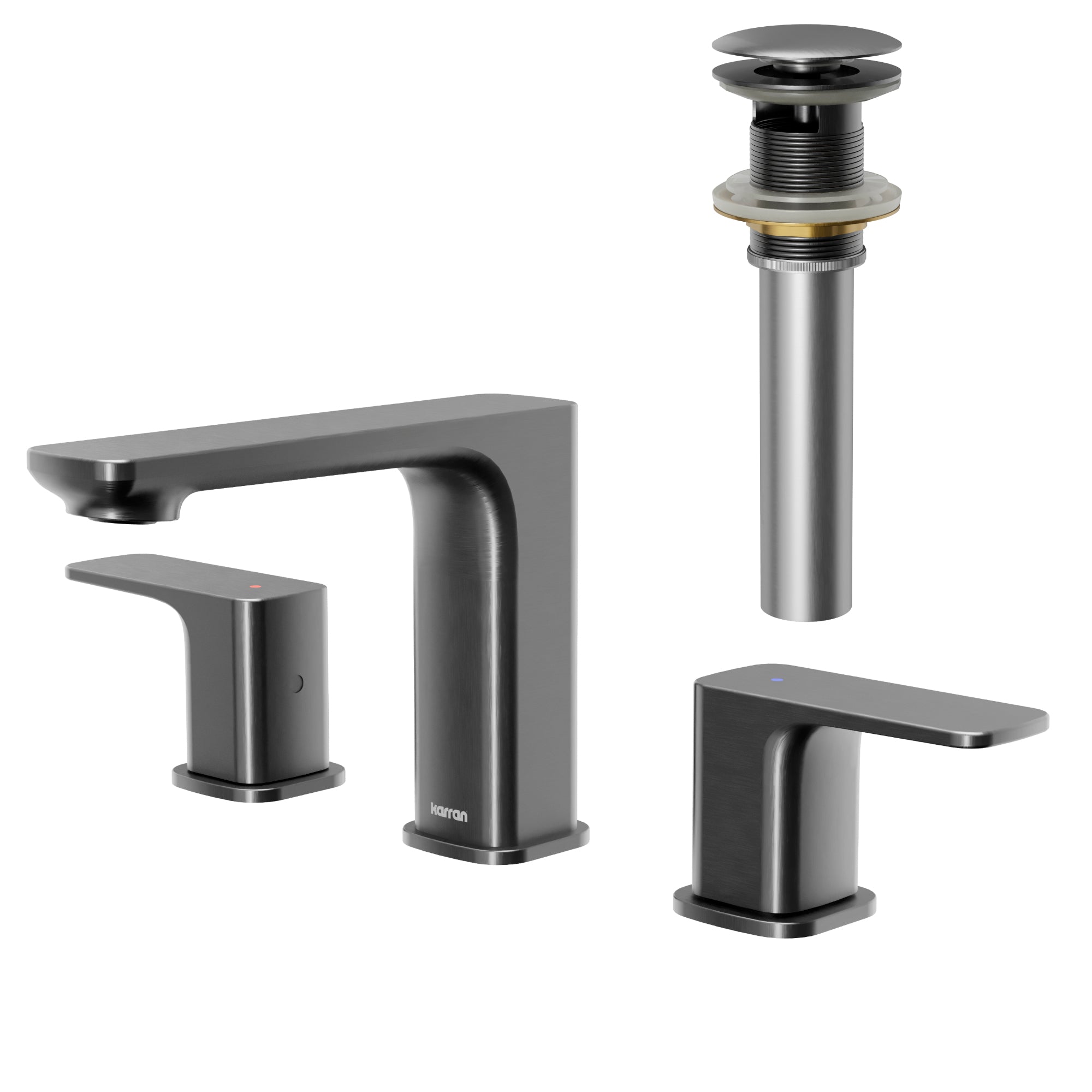 Karran Venda 1.2 GPM Double Lever Handle Lead-free Brass ADA Bathroom Faucet, Widespread, Gunmetal Grey, KBF514GG
