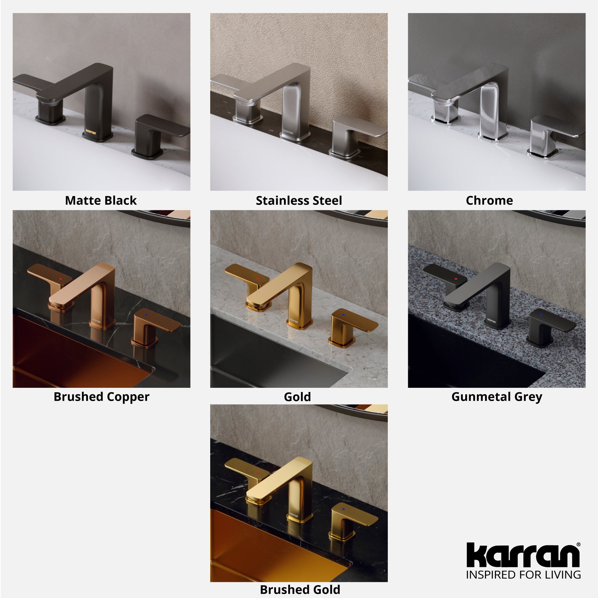 Karran Venda 1.2 GPM Double Lever Handle Lead-free Brass ADA Bathroom Faucet, Widespread, Gunmetal Grey, KBF514GG