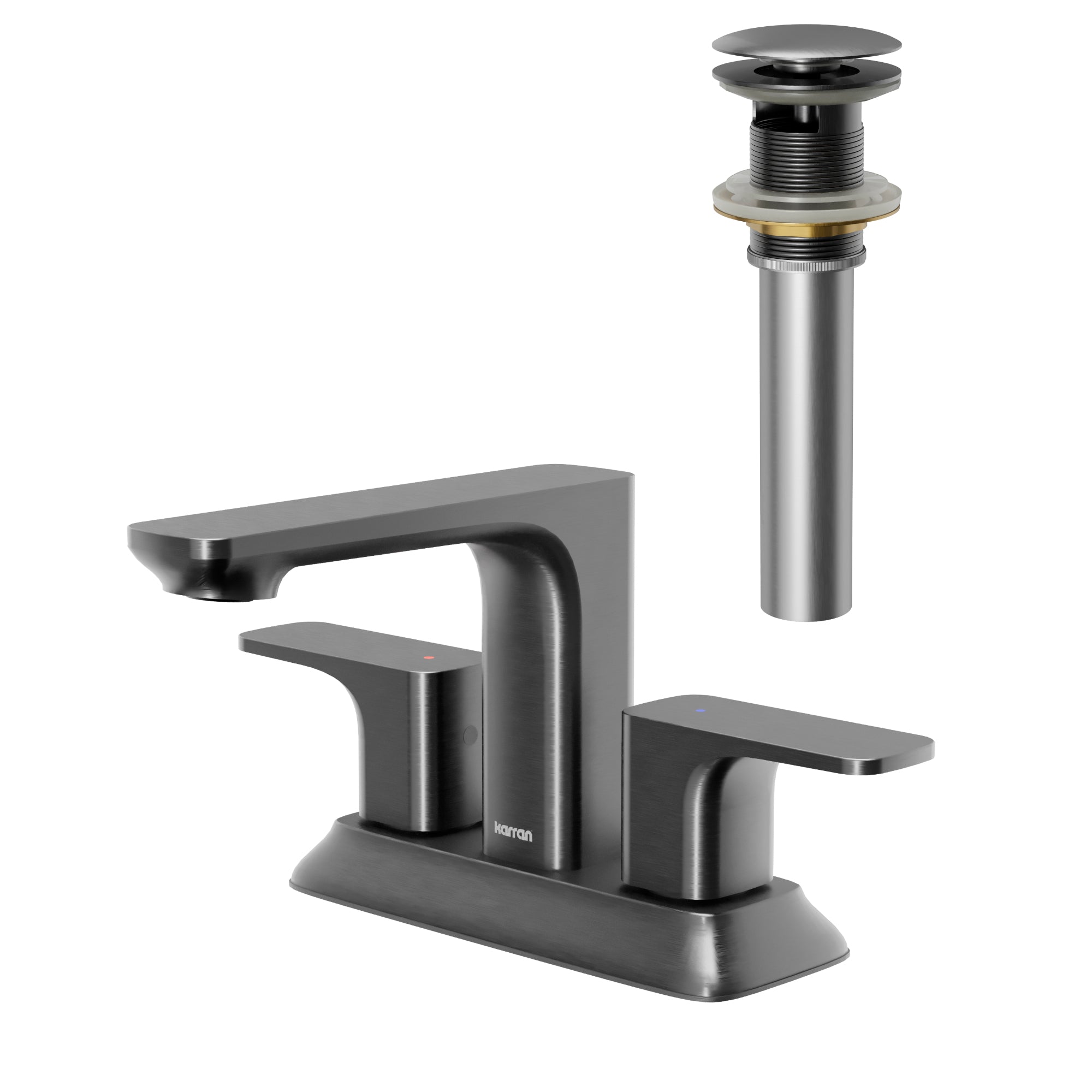 Karran Venda 1.2 GPM Double Lever Handle Lead-free Brass ADA Bathroom Faucet, Centerset, Gunmetal Grey, KBF516GG