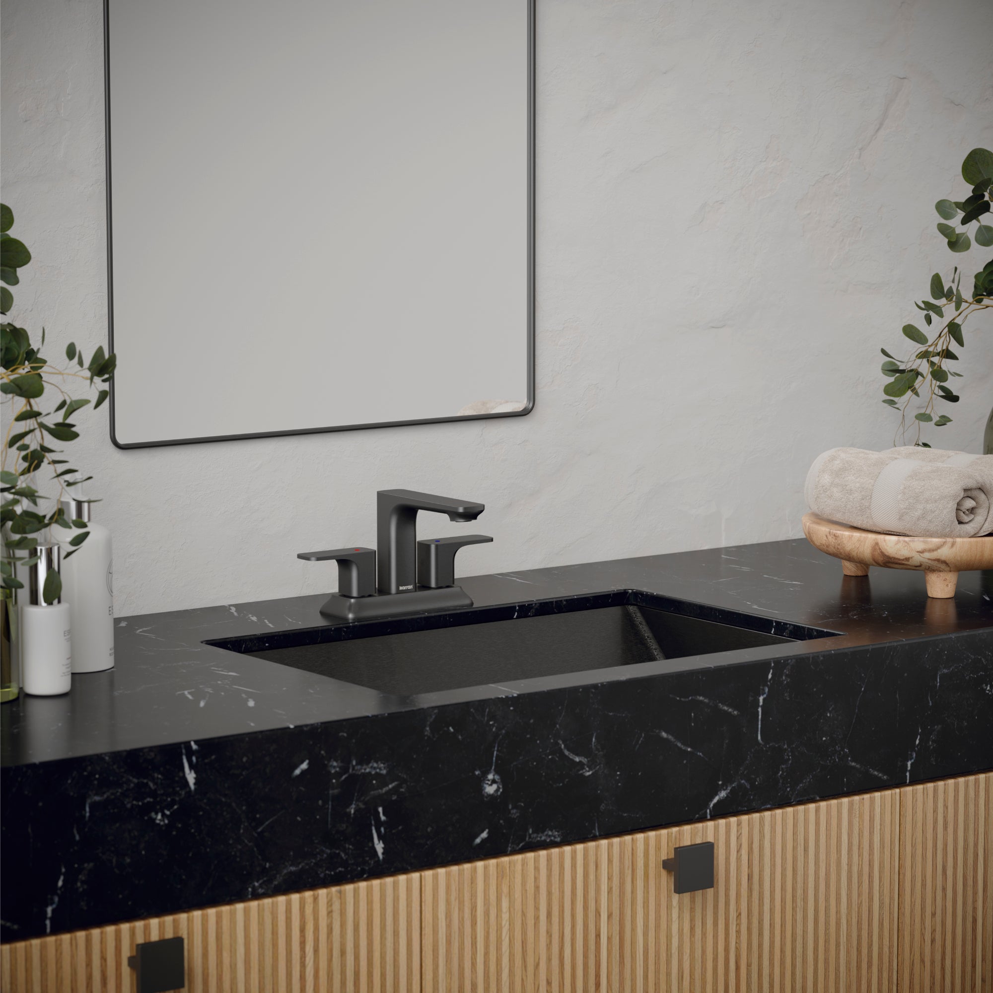 Karran Venda 1.2 GPM Double Lever Handle Lead-free Brass ADA Bathroom Faucet, Centerset, Gunmetal Grey, KBF516GG