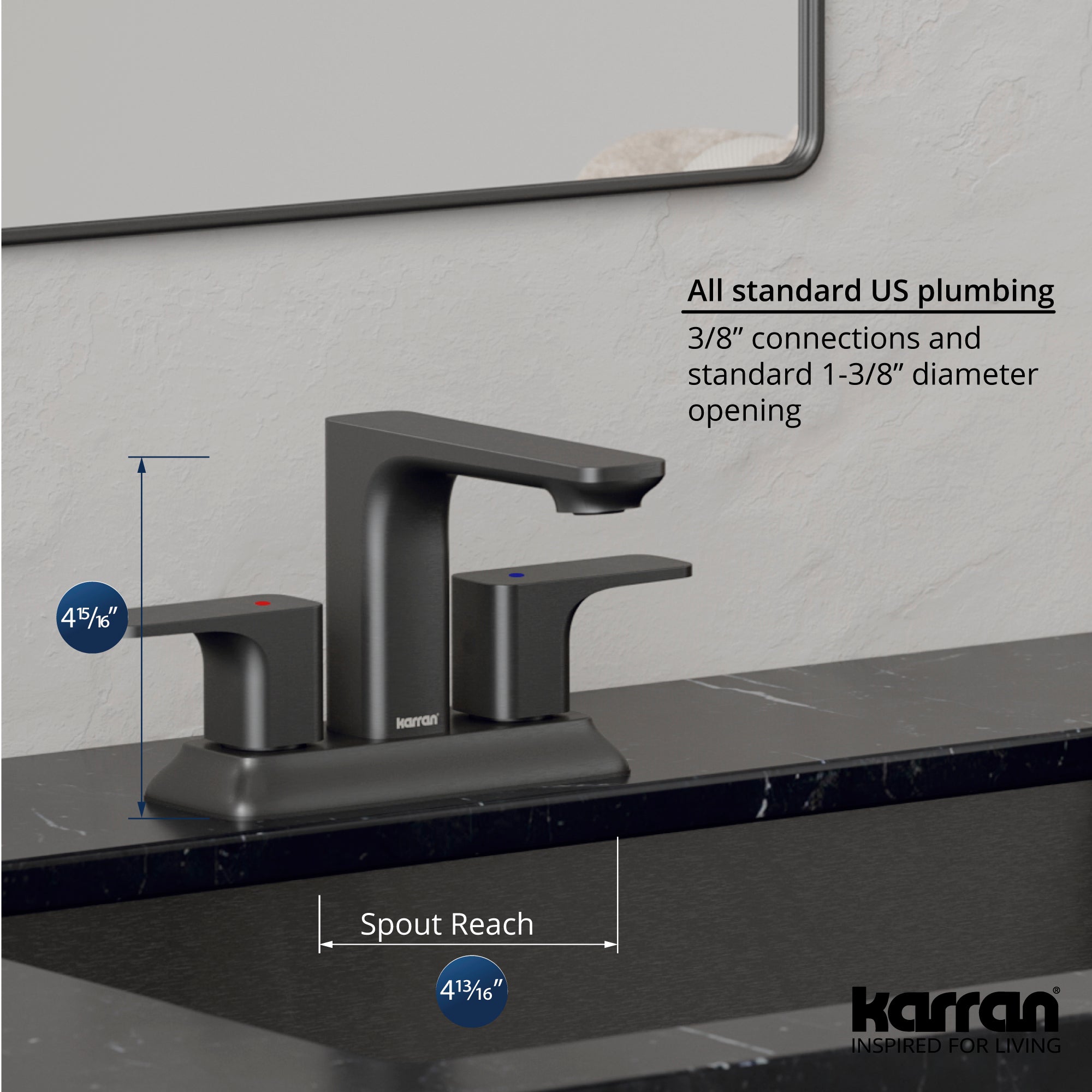 Karran Venda 1.2 GPM Double Lever Handle Lead-free Brass ADA Bathroom Faucet, Centerset, Gunmetal Grey, KBF516GG