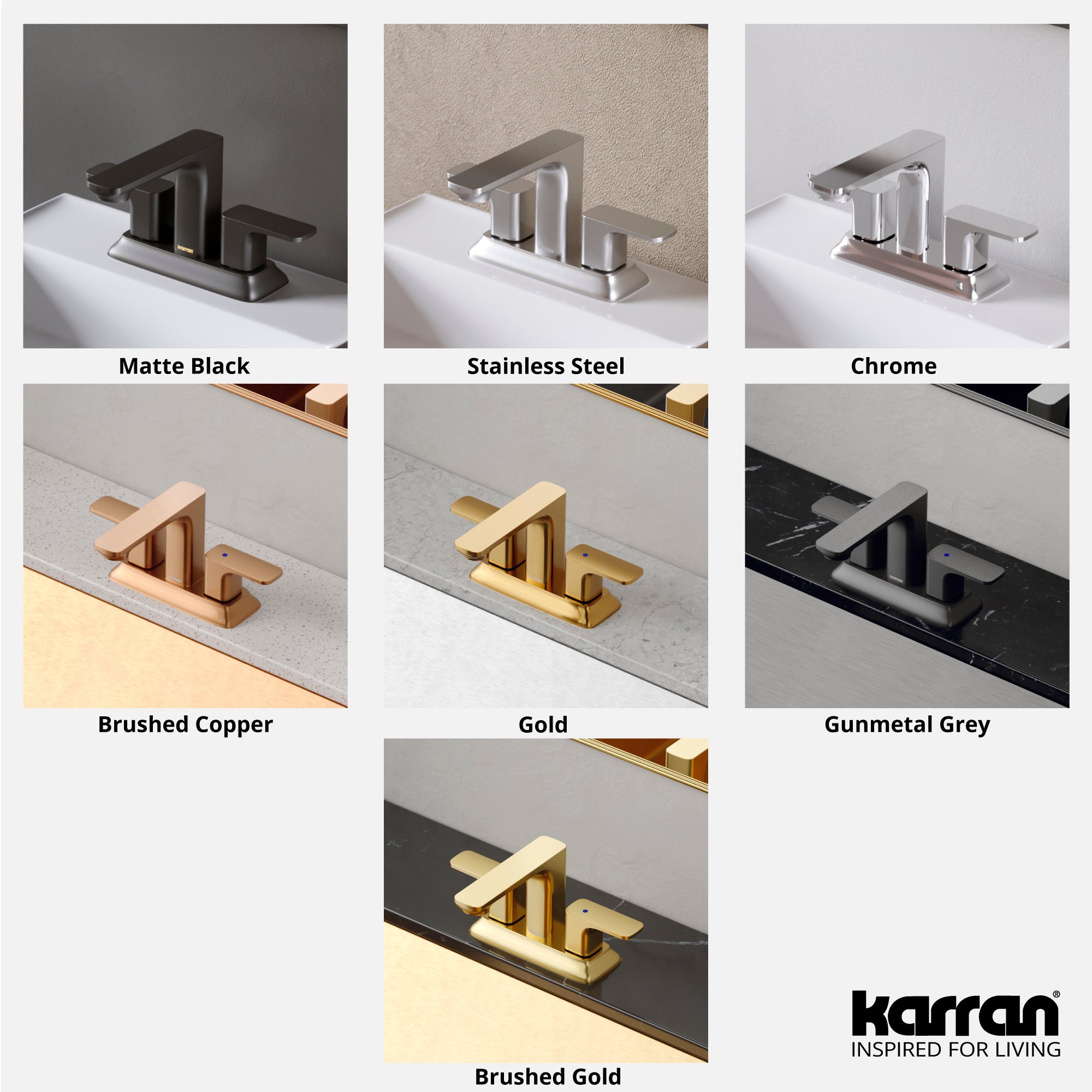 Karran Venda 1.2 GPM Double Lever Handle Lead-free Brass ADA Bathroom Faucet, Centerset, Gunmetal Grey, KBF516GG