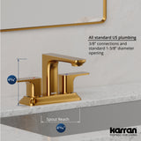 Karran Venda 1.2 GPM Double Lever Handle Lead-free Brass ADA Bathroom Faucet, Centerset, Gold, KBF516G