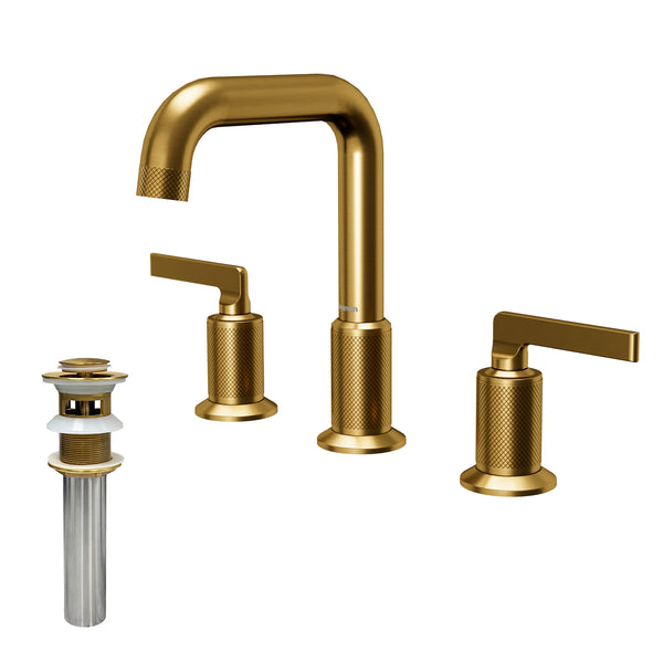 Karran Gillingham 1.2 GPM Double Lever Handle Lead-free Brass ADA Bathroom Faucet, Widespread, Gold, KBF534G